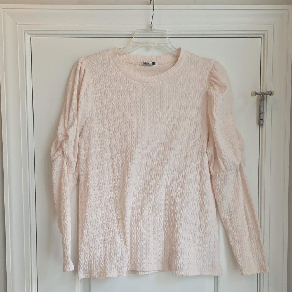 Chicwish Women's Blush Textured Long Sleeve Top - Picture 1 of 4